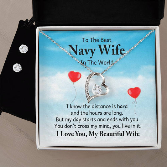 To Navy Wife - I know - Forever Love Necklace & Earring Set