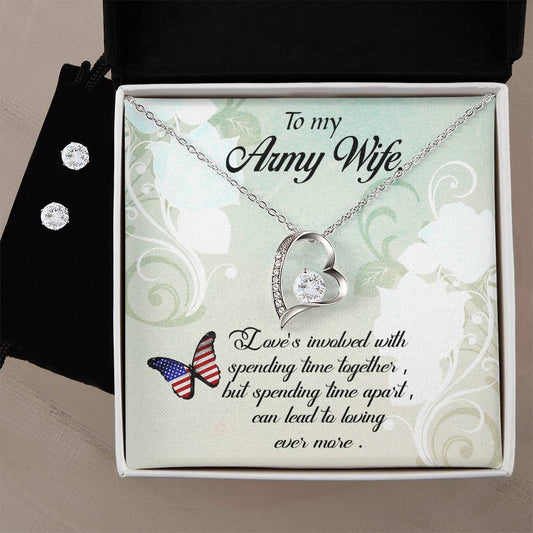 To Army Wife - Love's involved - Forever Love Necklace & Earring Set