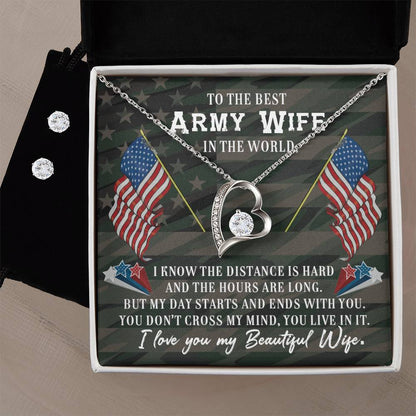 To Army Wife - I know the distance - Forever Love Necklace & Earring Set