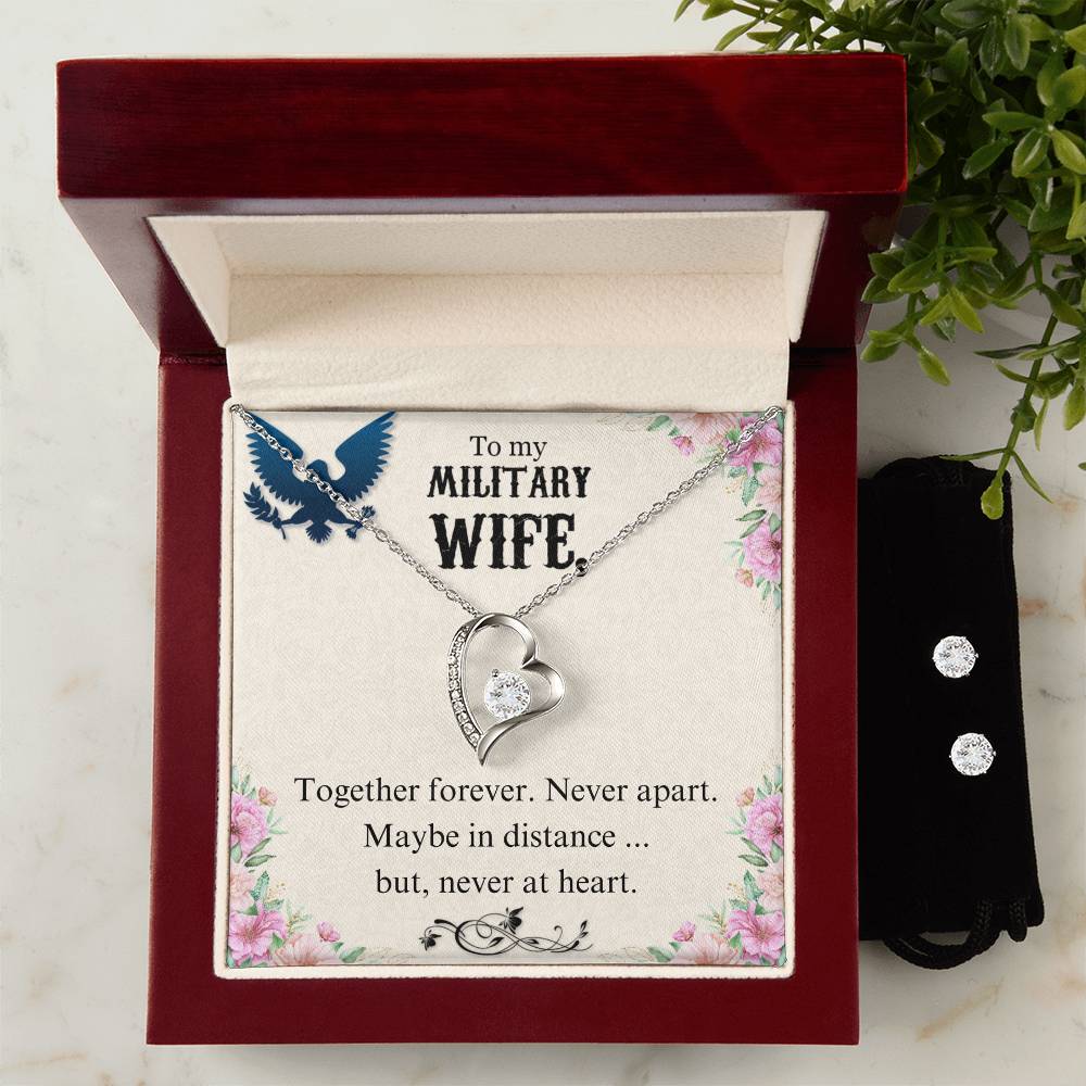 To Military Wife - Together forever - Forever Love Necklace & Earring Set