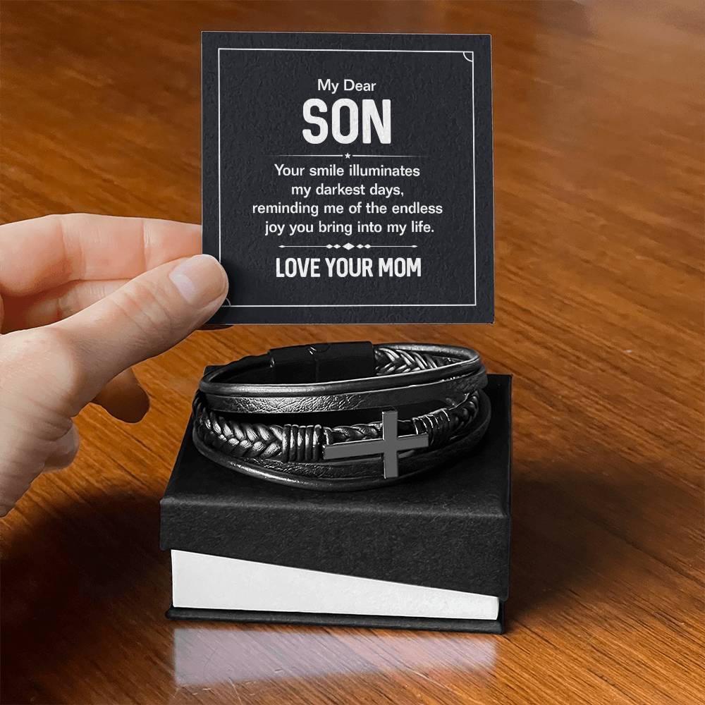 To Son - My dear Son - Men's Cross Bracelet