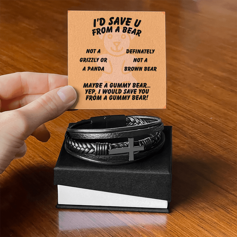 I'd save U - From a bear - Men's Cross Bracelet