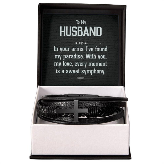 To Husband - To my husband - Men's Cross Bracelet