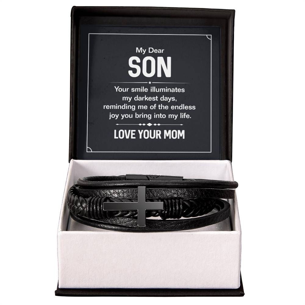 To Son - My dear Son - Men's Cross Bracelet