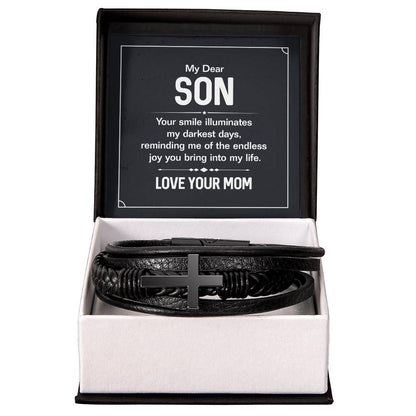 To Son - My dear Son - Men's Cross Bracelet