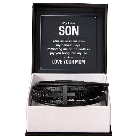 To Son - My dear Son - Men's Cross Bracelet