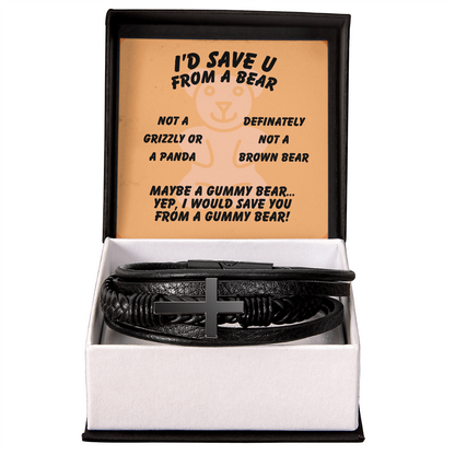 I'd save U - From a bear - Men's Cross Bracelet