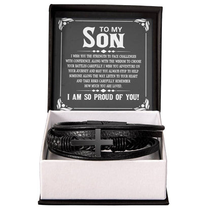 To Son - To my son. I wish - Men's Cross Bracelet
