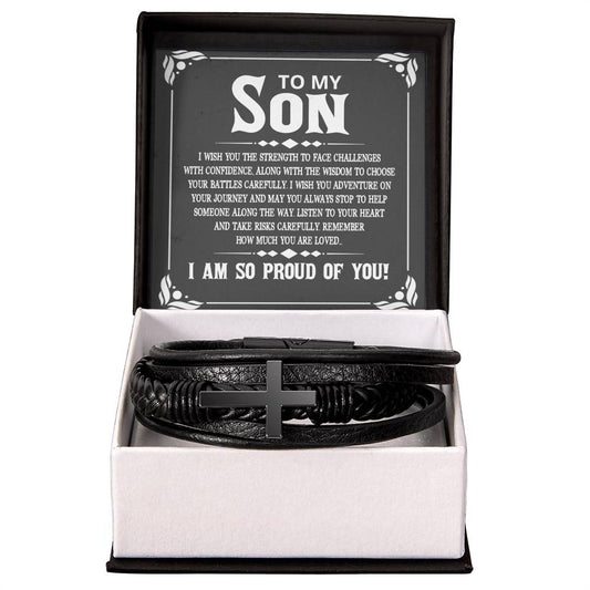 To Son - To my son. I wish - Men's Cross Bracelet