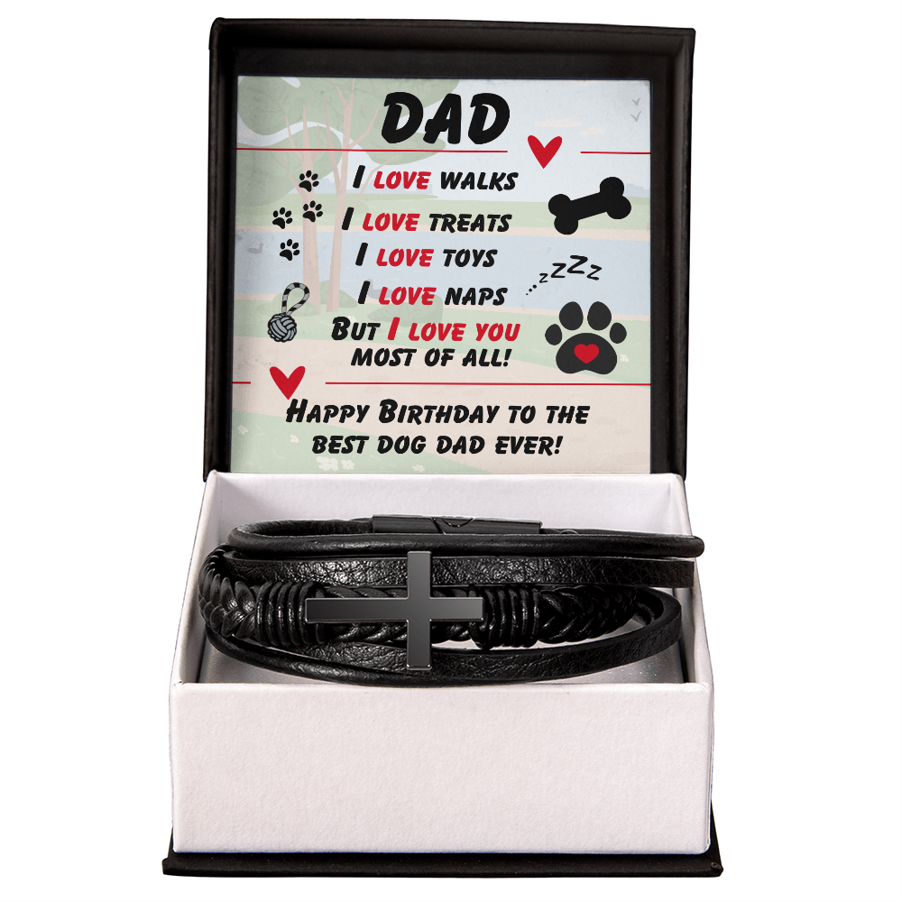 Dad - I love walks - Men's Cross Bracelet