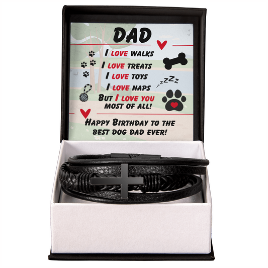 Dad - I love walks - Men's Cross Bracelet