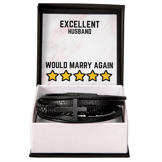 Excellent Husband - Would marry again - Men's Cross Bracelet