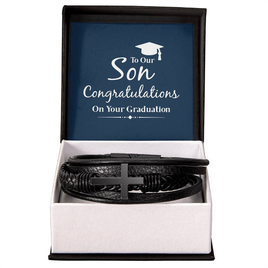 To Son - To our son. Congratulations - Men's Cross Bracelet