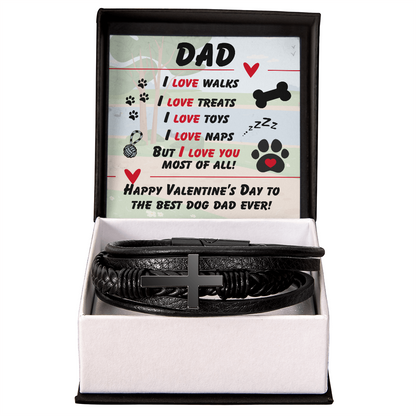 Dad - I love walks - Men's Cross Bracelet