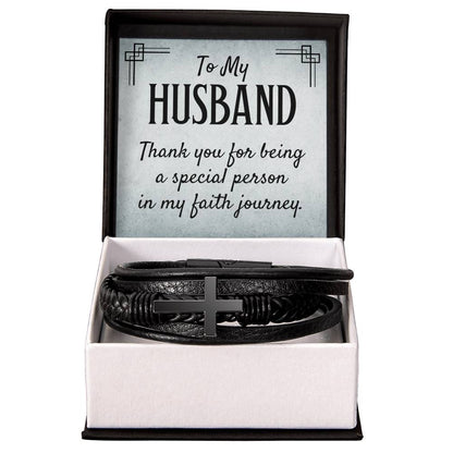 To Husband - To my husband - Men's Cross Bracelet