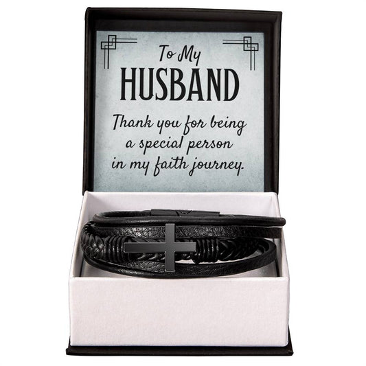 To Husband - To my husband - Men's Cross Bracelet