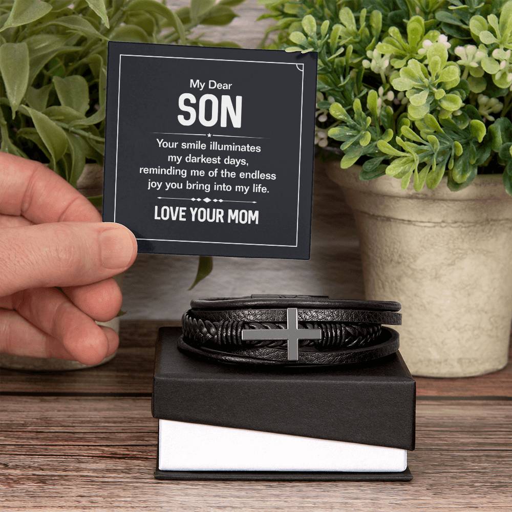 To Son - My dear Son - Men's Cross Bracelet