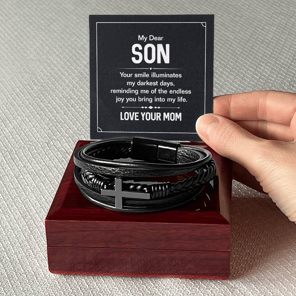 To Son - My dear Son - Men's Cross Bracelet