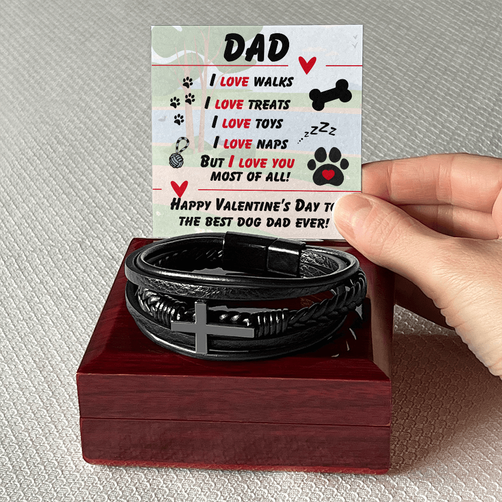 Dad - I love walks - Men's Cross Bracelet