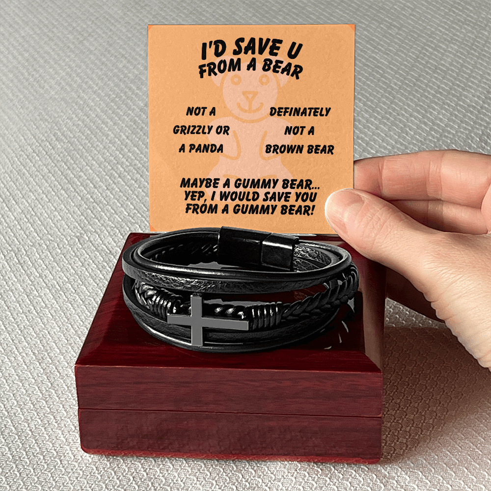 I'd save U - From a bear - Men's Cross Bracelet