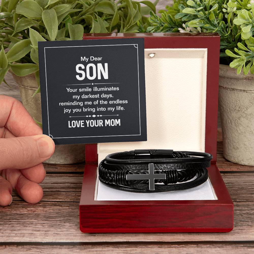 To Son - My dear Son - Men's Cross Bracelet