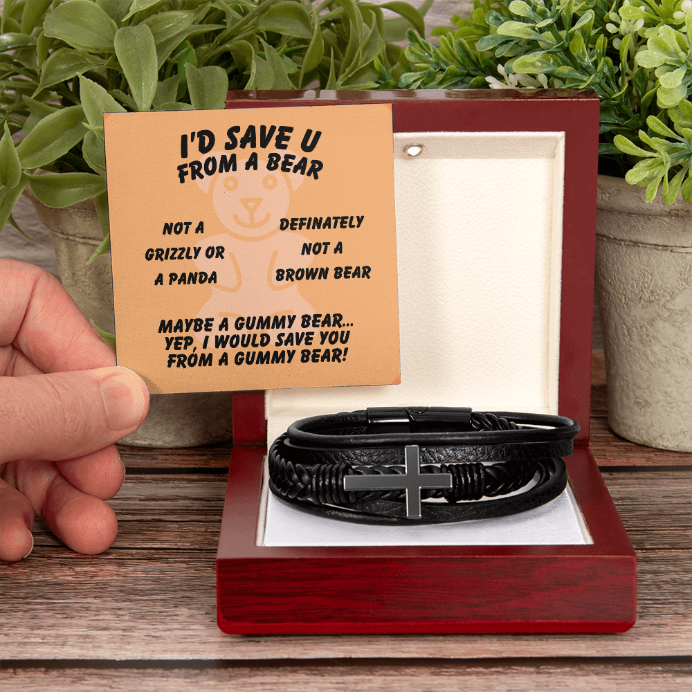 I'd save U - From a bear - Men's Cross Bracelet