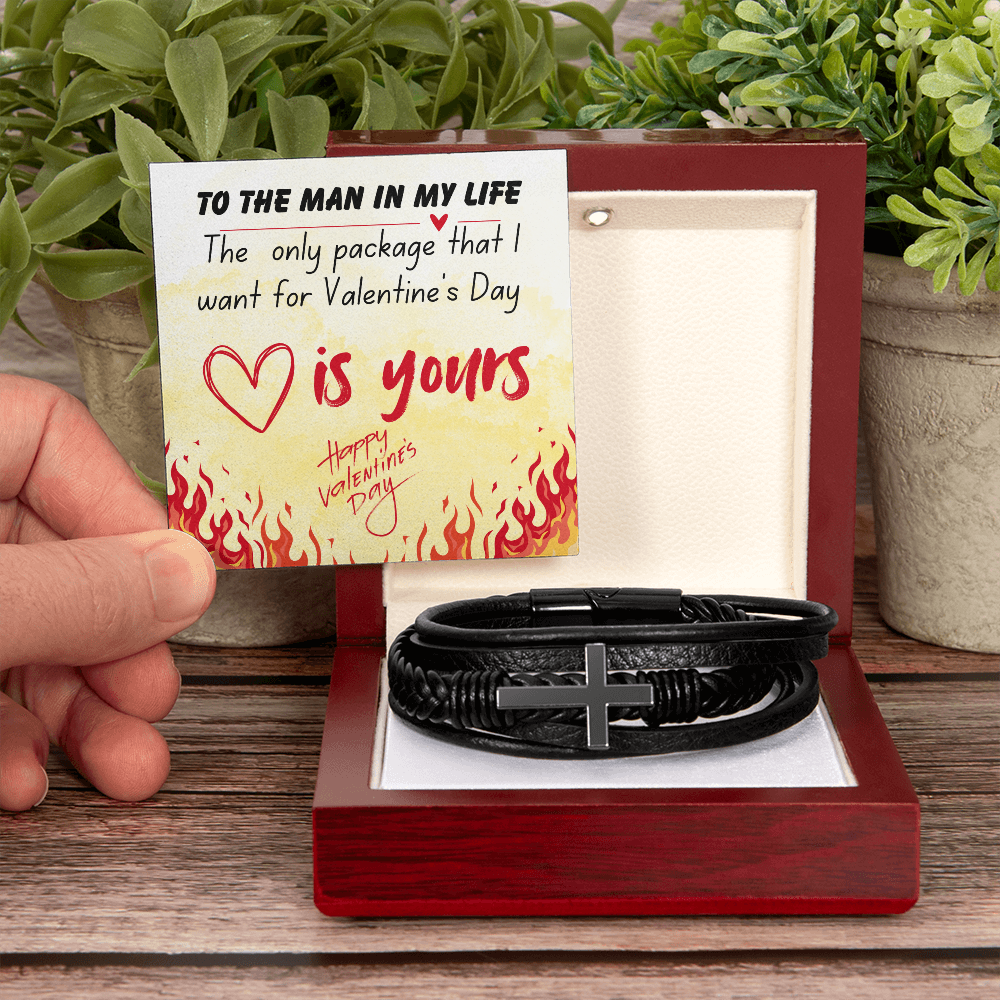 To the man in my life - The only package - Men's Cross Bracelet