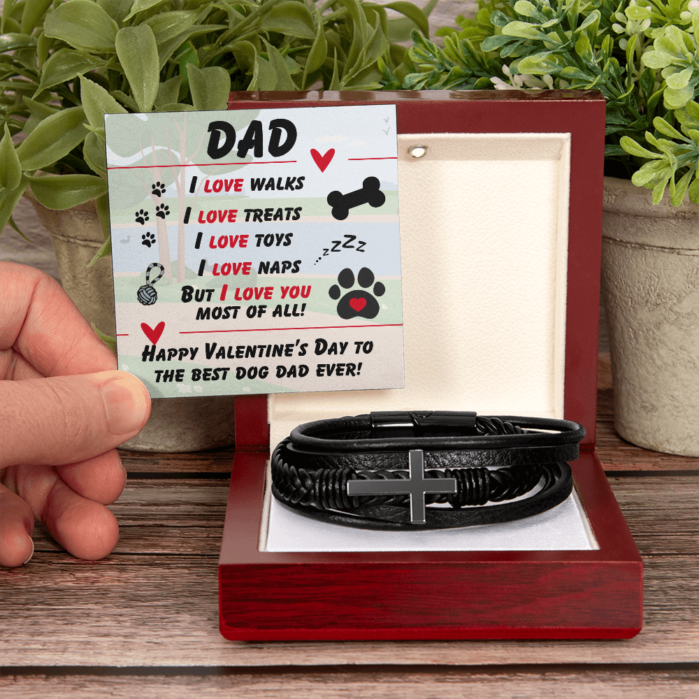 Dad - I love walks - Men's Cross Bracelet