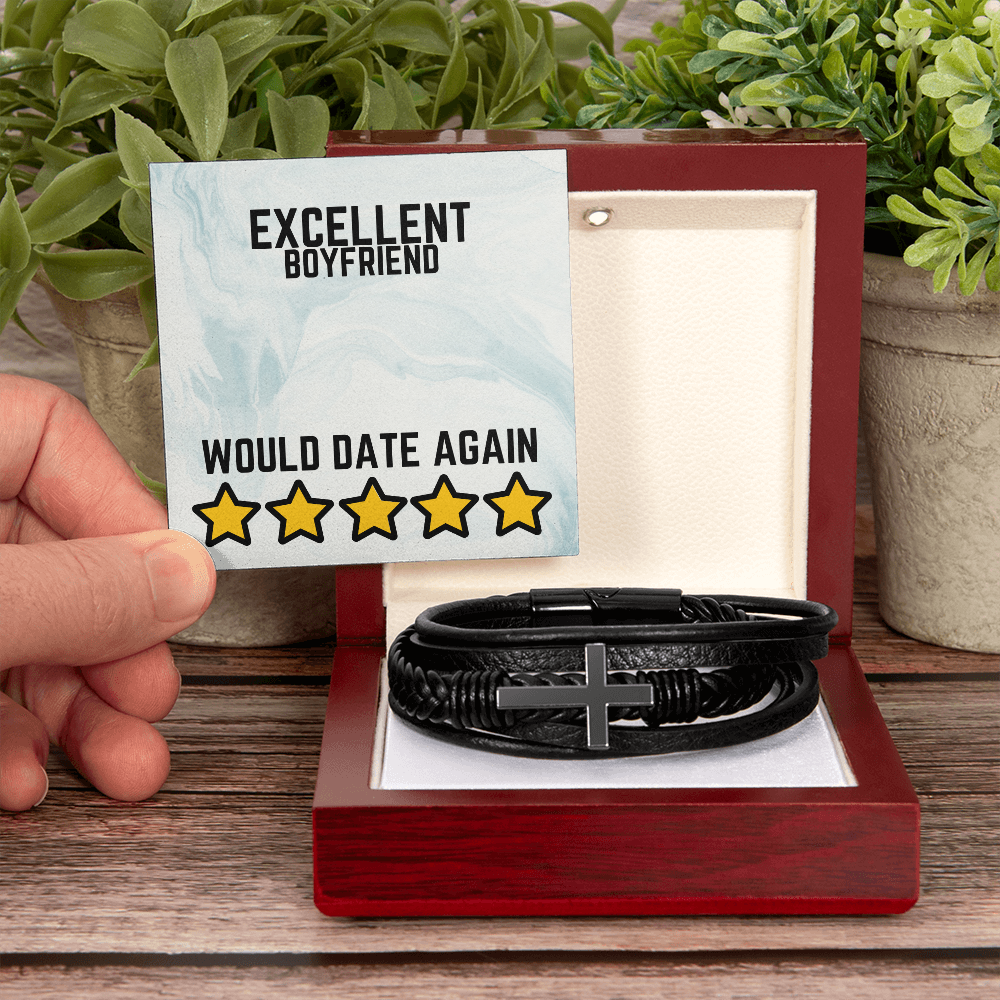 Excellent Boyfriend - Would date again - Men's Cross Bracelet