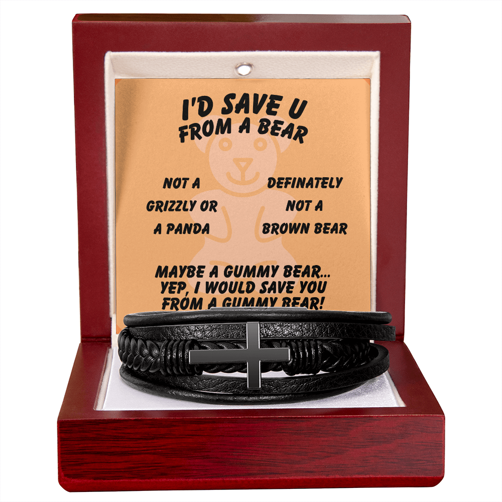 I'd save U - From a bear - Men's Cross Bracelet