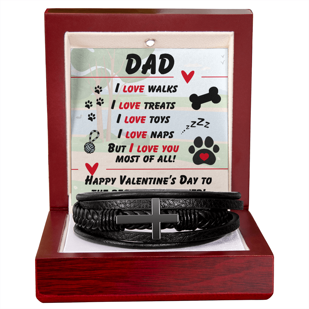 Dad - I love walks - Men's Cross Bracelet