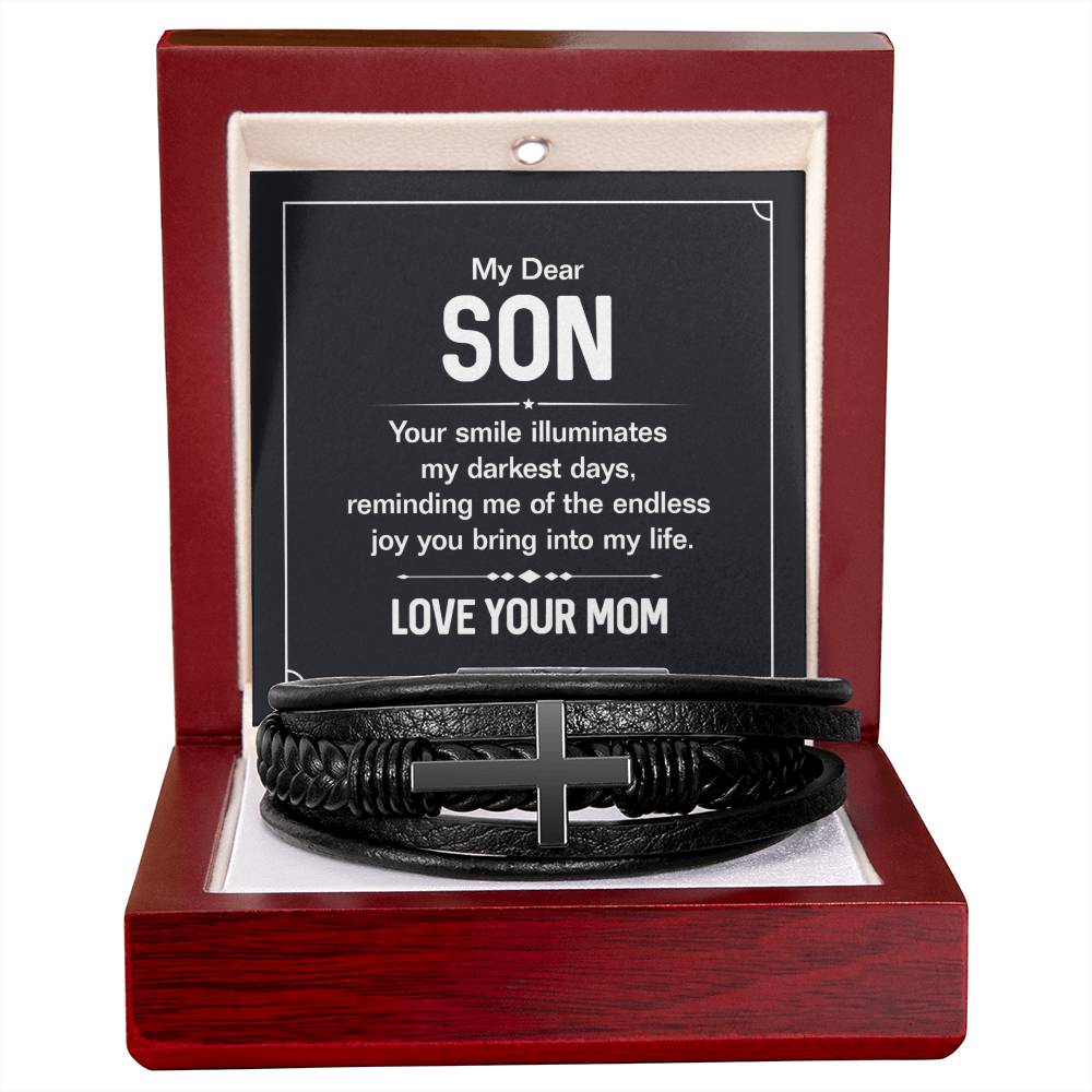 To Son - My dear Son - Men's Cross Bracelet