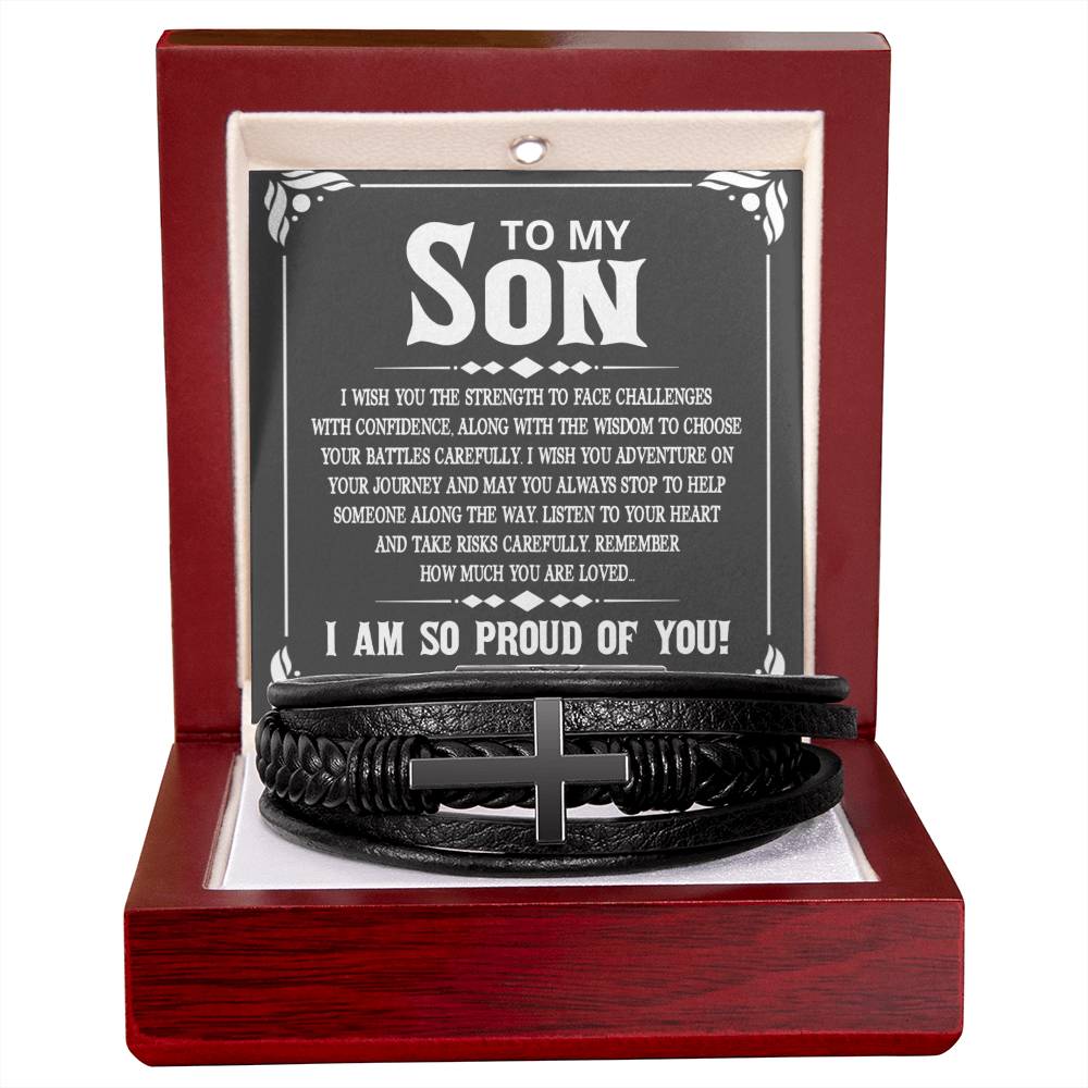 To Son - To my son. I wish - Men's Cross Bracelet