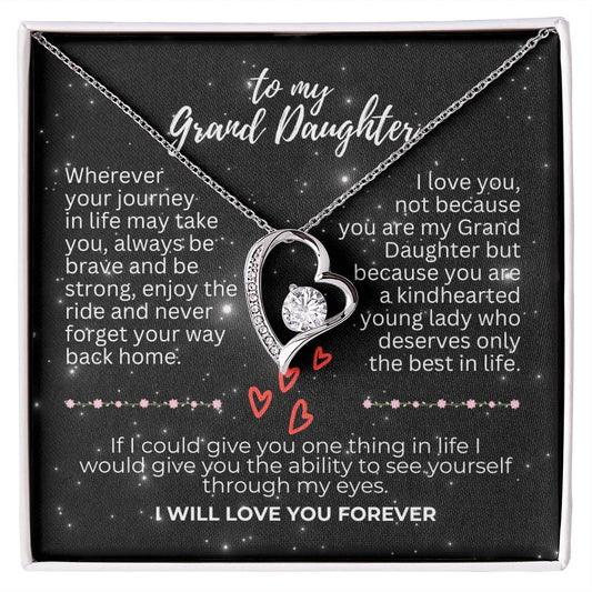 To Grand Daughter - Wherever your journey - Forever Love Necklace