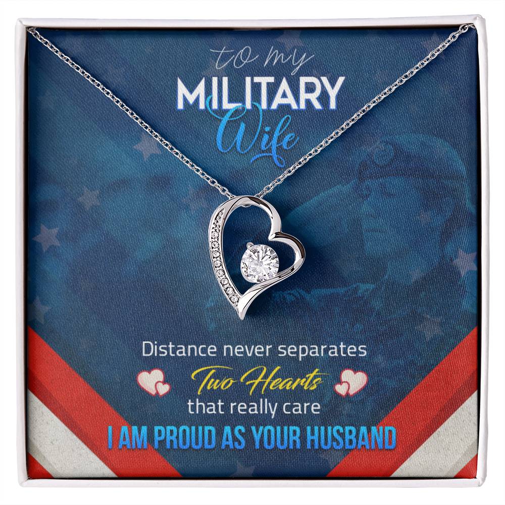 To Military Wife - Distance never separates - Forever Love Necklace