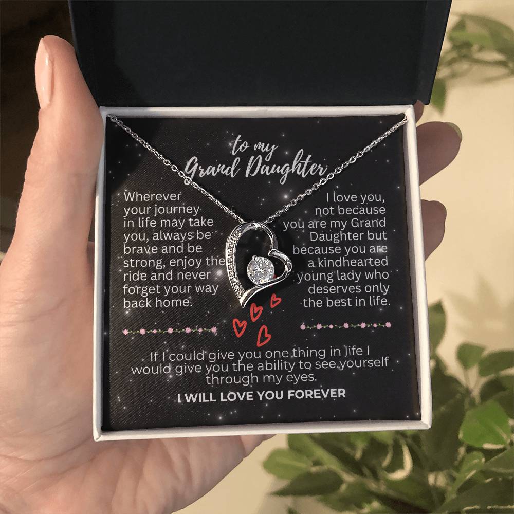 To Grand Daughter - Wherever your journey - Forever Love Necklace