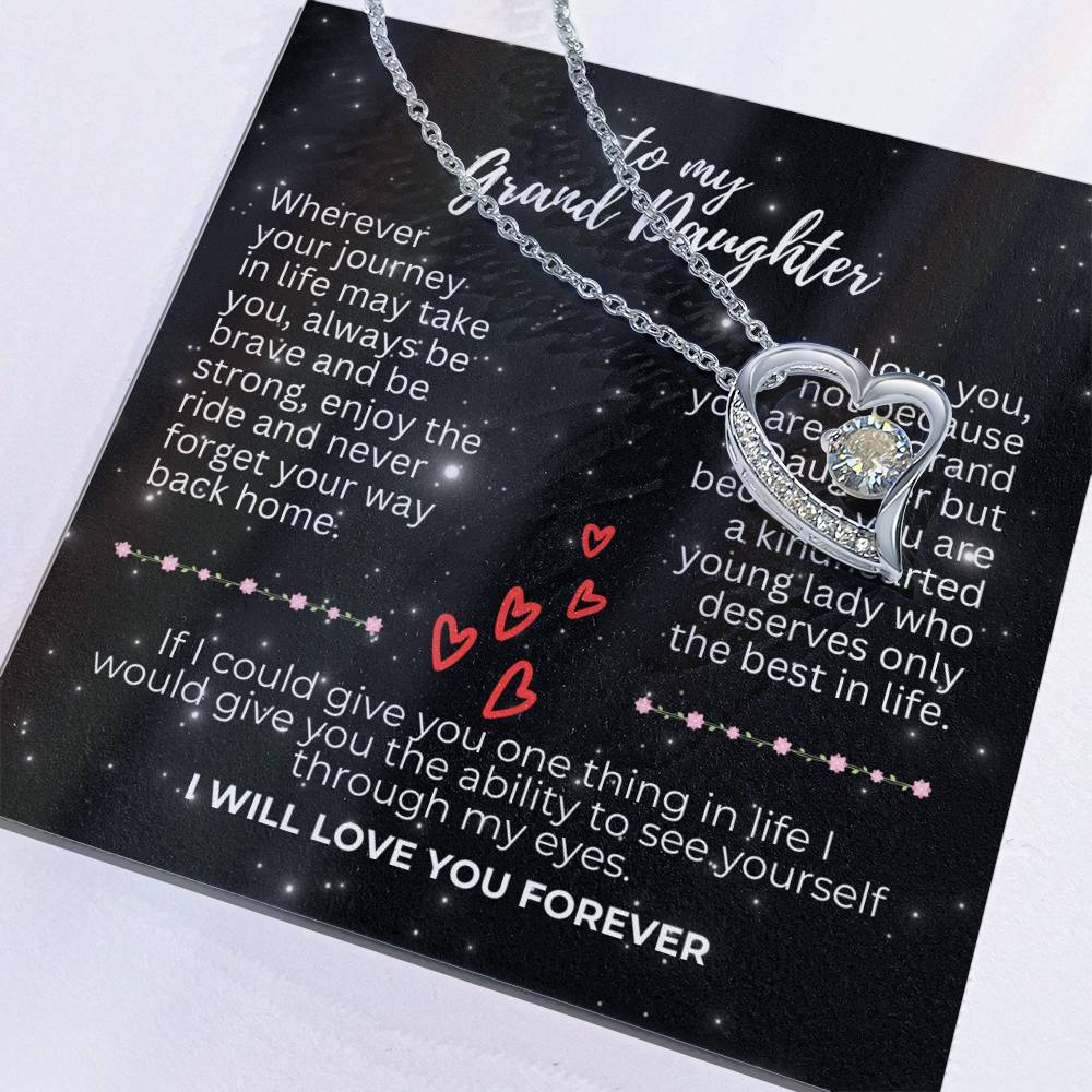 To Grand Daughter - Wherever your journey - Forever Love Necklace