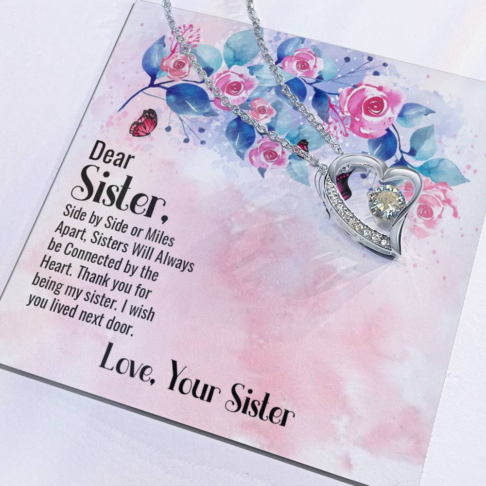 To Sister - Side by side - Forever Love Necklace