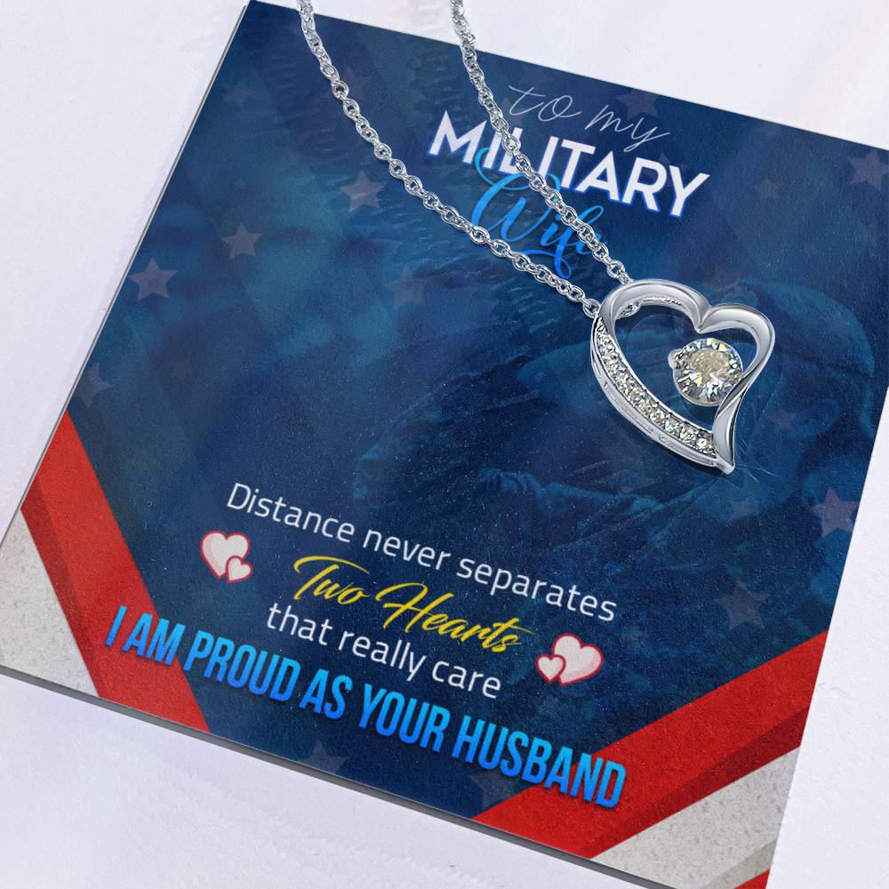 To Military Wife - Distance never separates - Forever Love Necklace