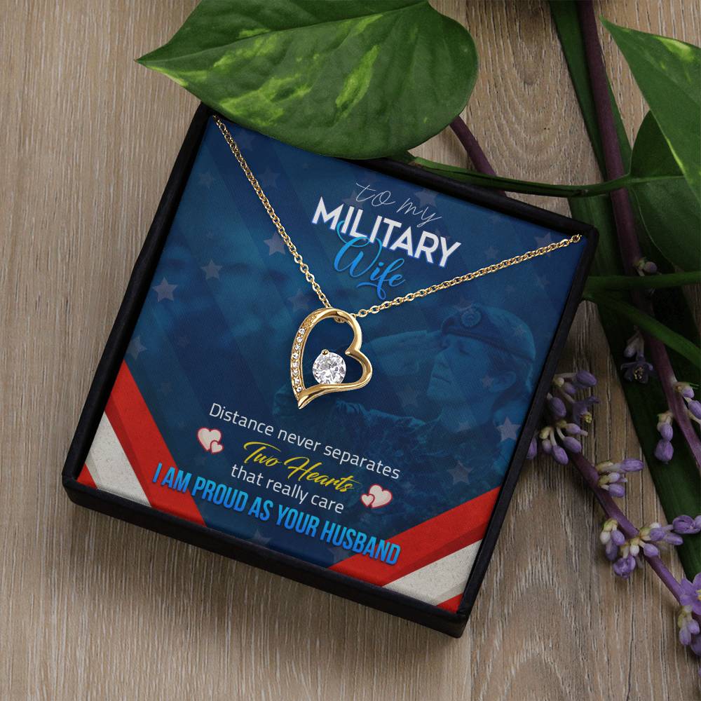 To Military Wife - Distance never separates - Forever Love Necklace