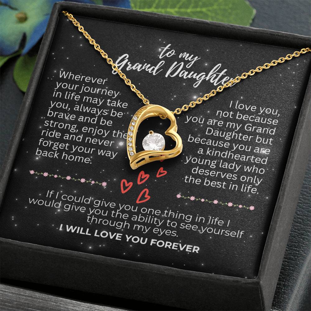 To Grand Daughter - Wherever your journey - Forever Love Necklace