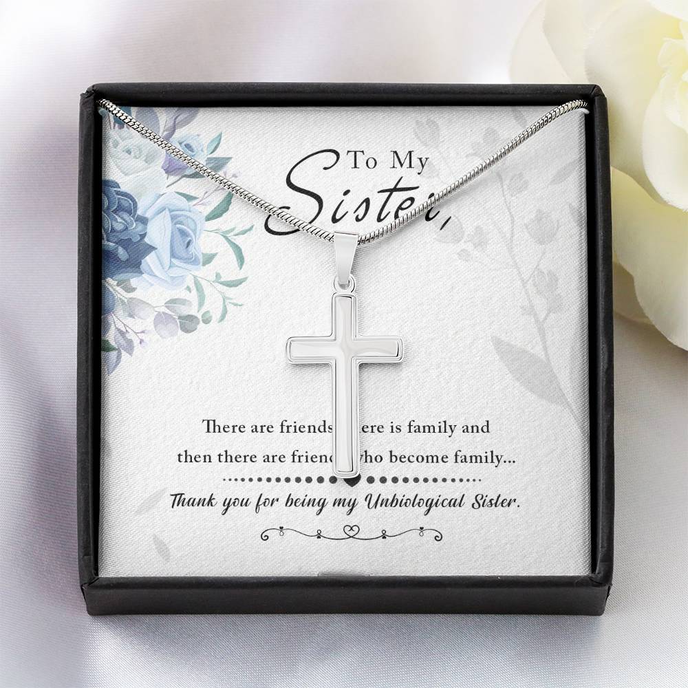 To Sister - There are friends - Artisan Cross Necklace