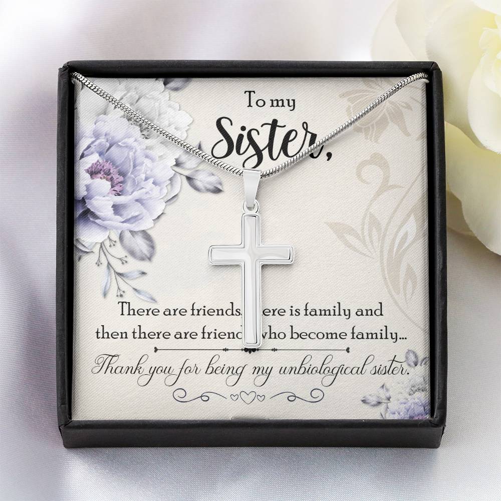 To Sister - There are friends - Artisan Cross Necklace