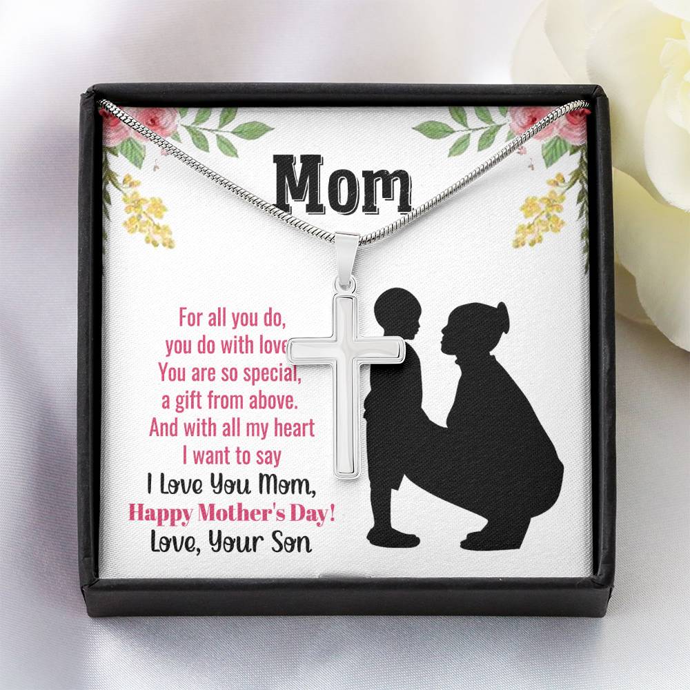 To Mom - For all you do - Artisan Cross Necklace