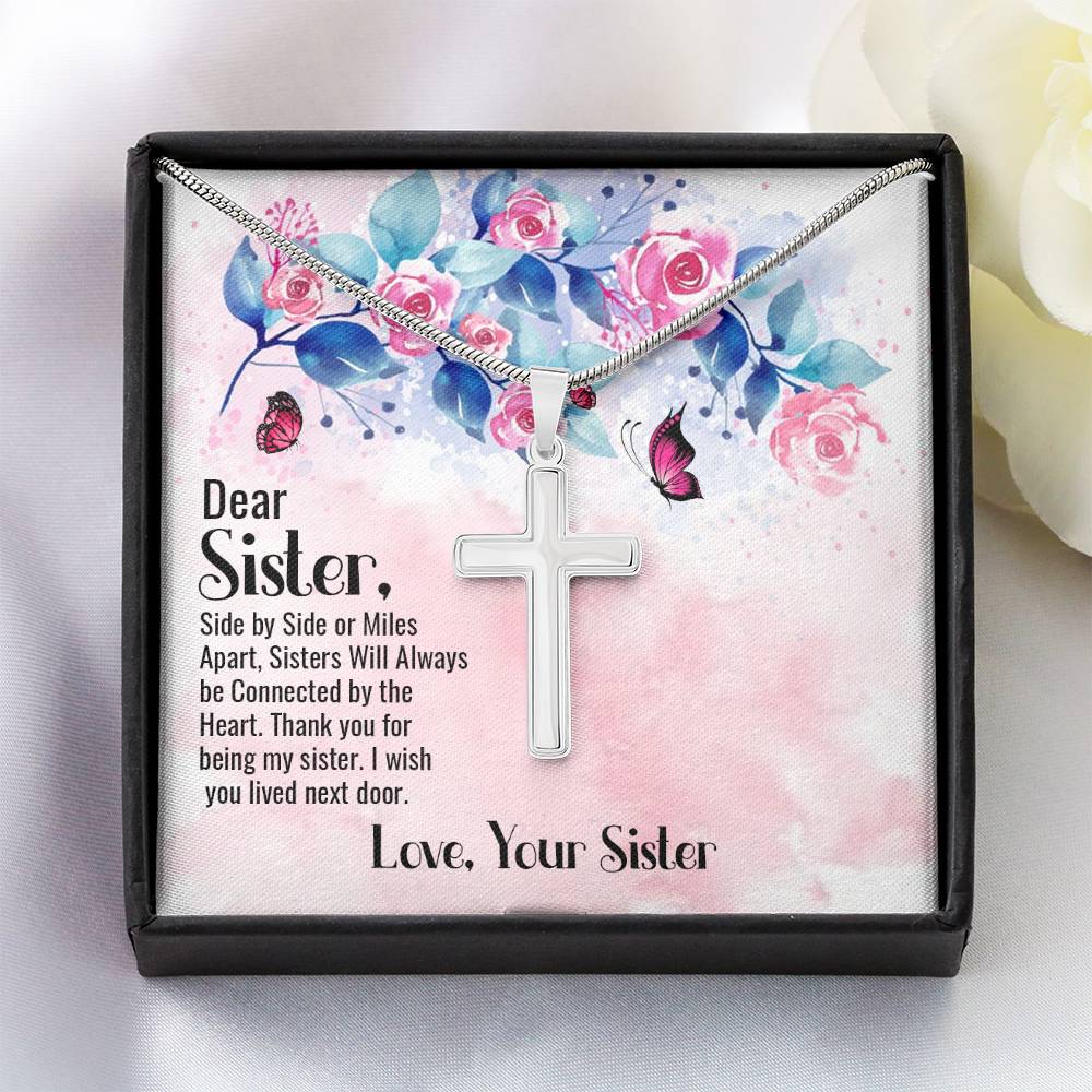 To Sister - Side by side - Artisan Cross Necklace