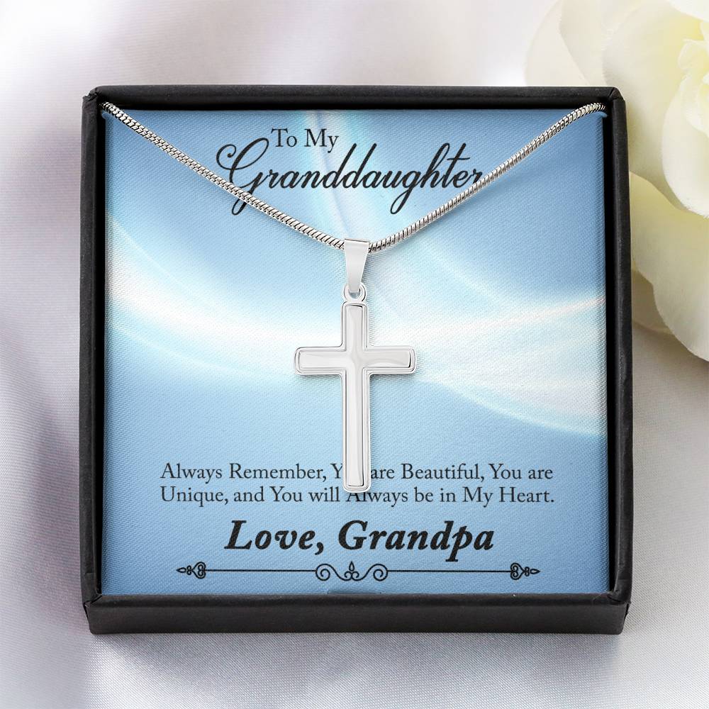 To Granddaughter - Always remember - Artisan Cross Necklace