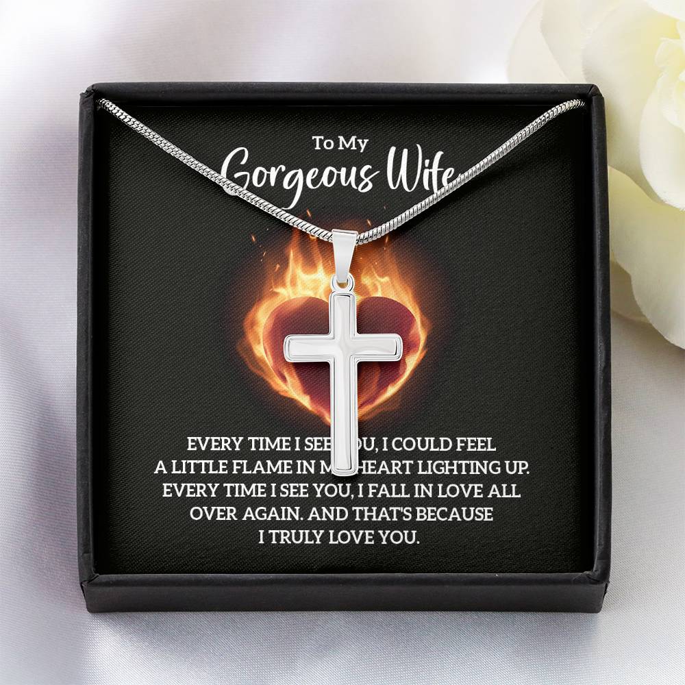 To Wife - Every time I see you - Artisan Cross Necklace