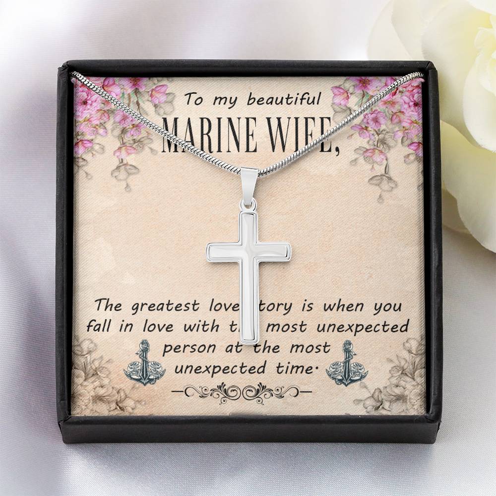 To Marine Wife - The greatest love story - Artisan Cross Necklace