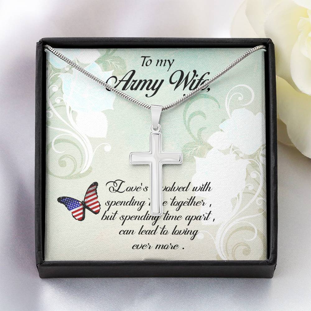 To Army Wife - Love's involved - Artisan Cross Necklace