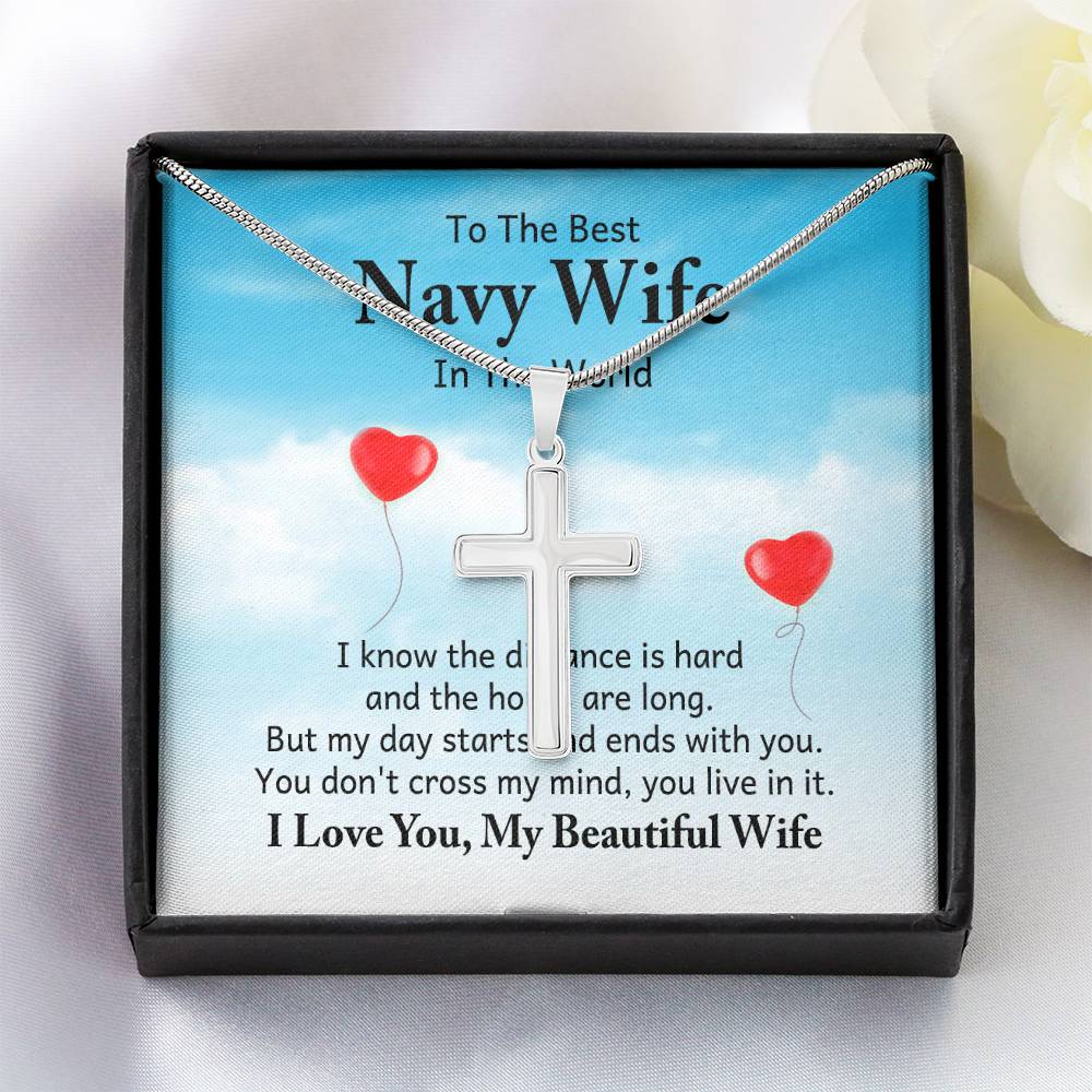 To Navy Wife - I know - Artisan Cross Necklace